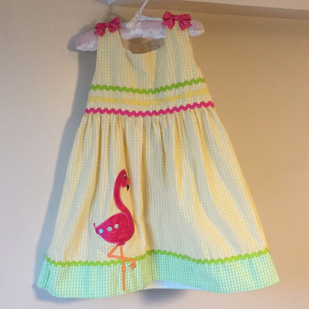 Flamingo Seersucker Summer Dress